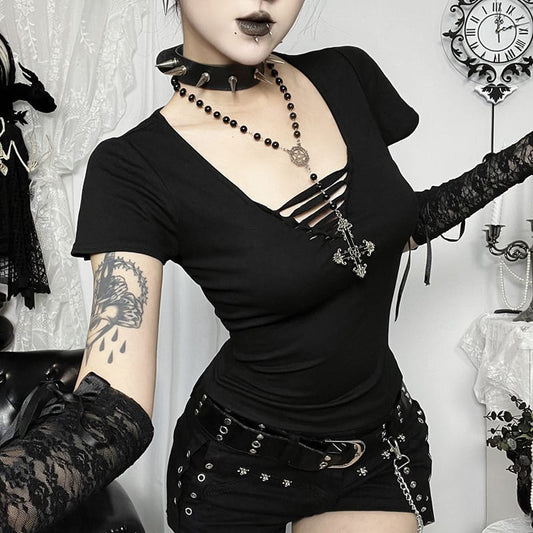 Strapped for Trouble V-Neck Top