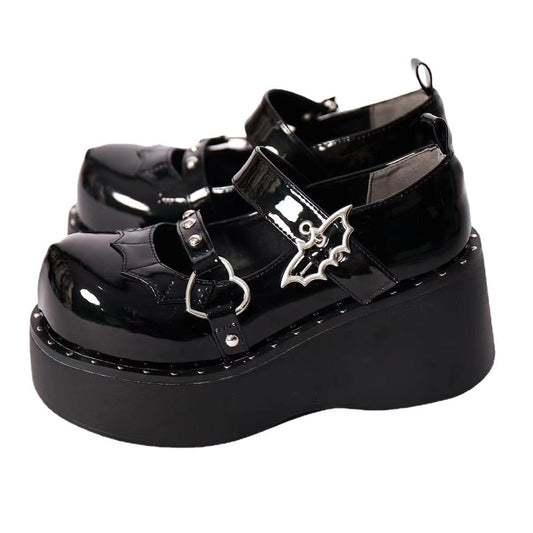 Night Flight Bat-Buckle Wedges