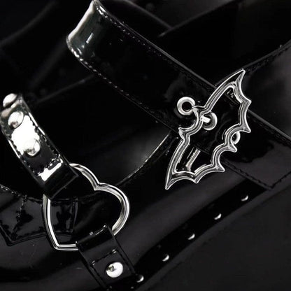 Night Flight Bat-Buckle Wedges