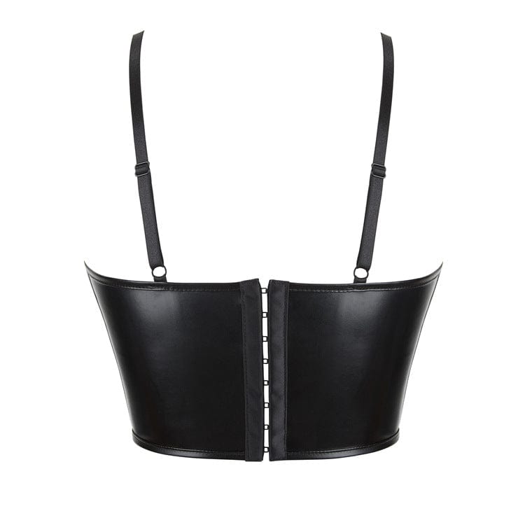 Blackout Plunge Faux Leather Bustier detail view 3