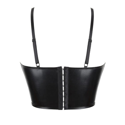 Blackout Plunge Faux Leather Bustier detail view 3
