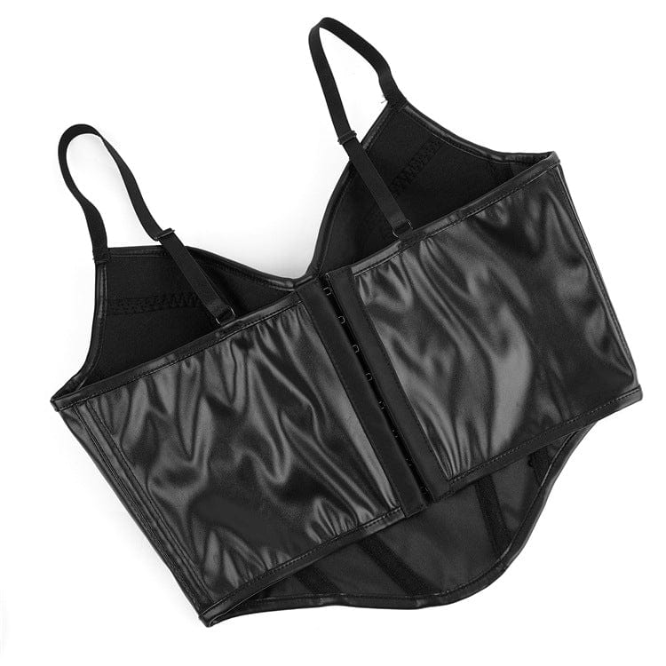 Blackout Plunge Faux Leather Bustier detail view 4