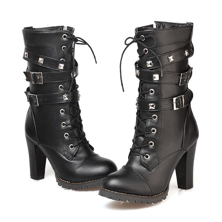Riot Rose Studded Heel Boots