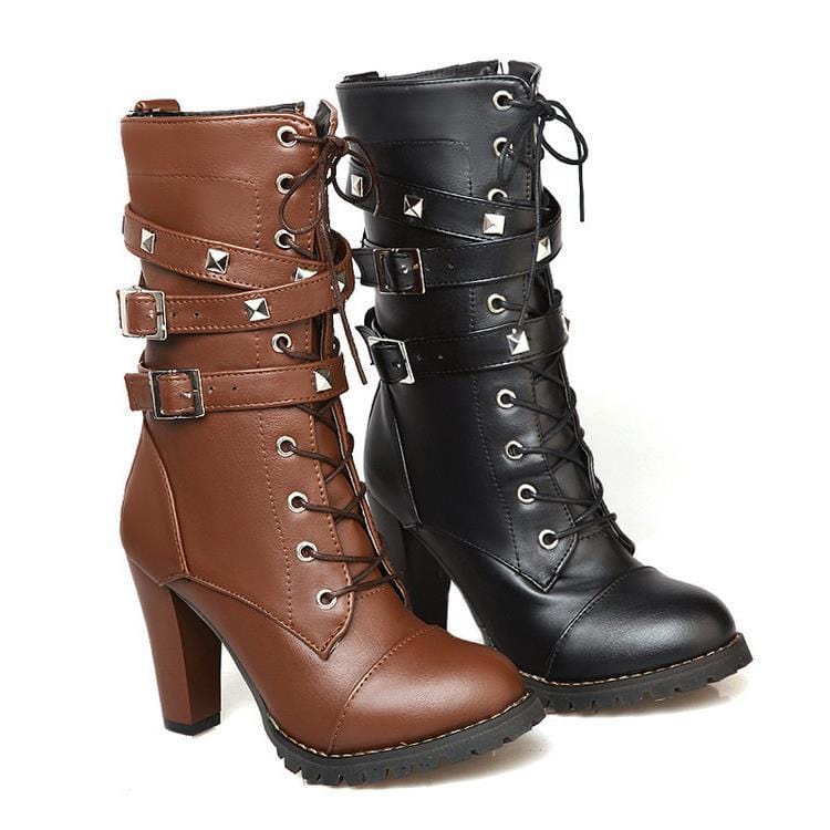 Riot Rose Studded Heel Boots