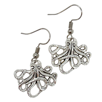 Octopus Earrings Steampunk Nautical Silver Bronze Tentacle Dangle Jewelry