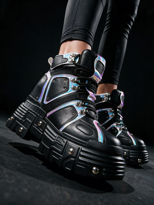 Neon Revenant Holographic Platform Sneakers
