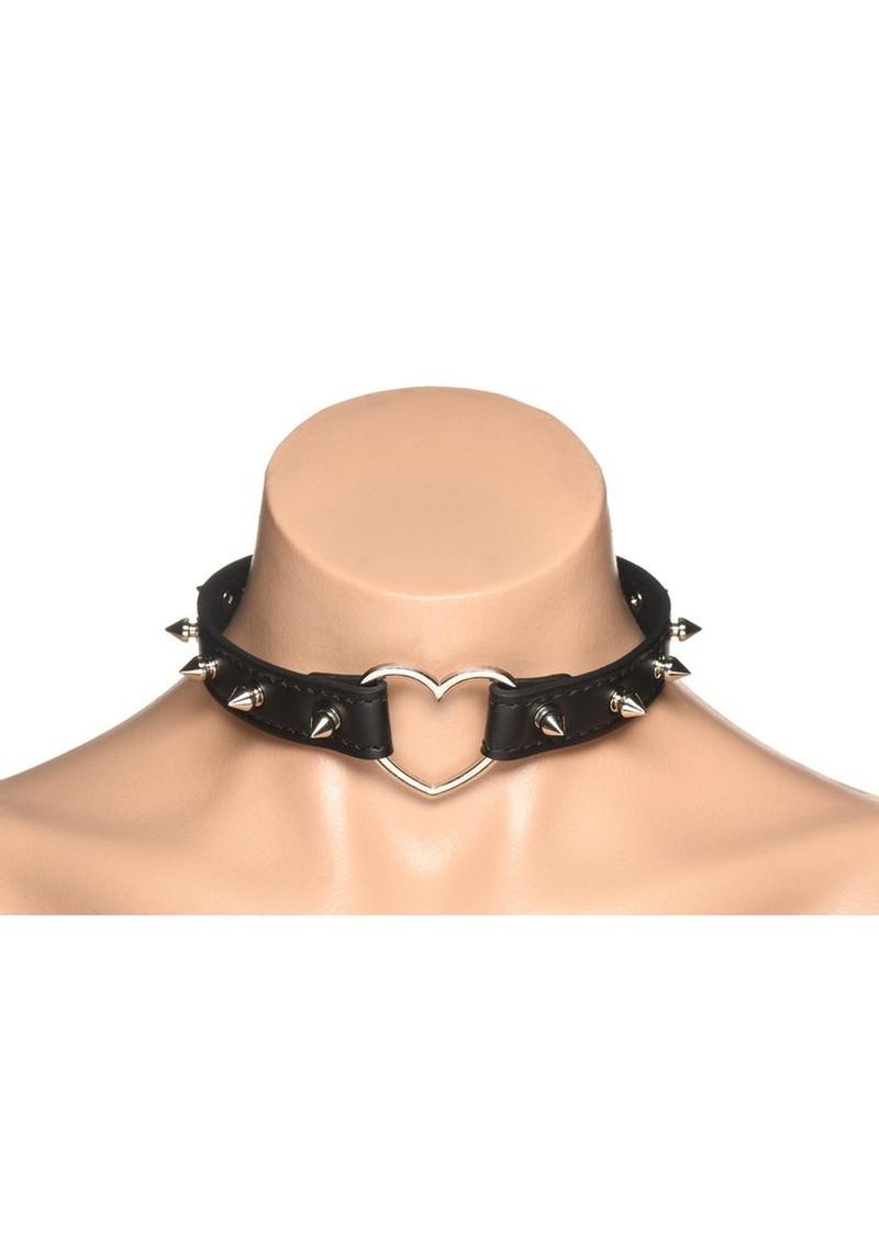 Master Series Spiked Heart Collar - Shadow Threadz Crypt