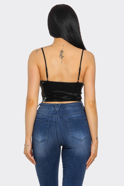 Midnight Lace-Up Crop Top