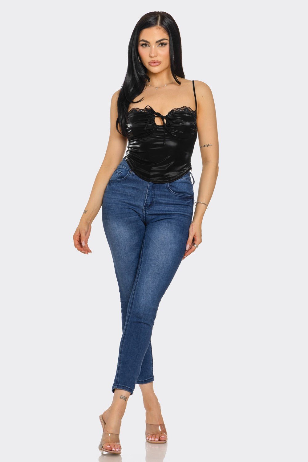 Midnight Lace-Up Crop Top