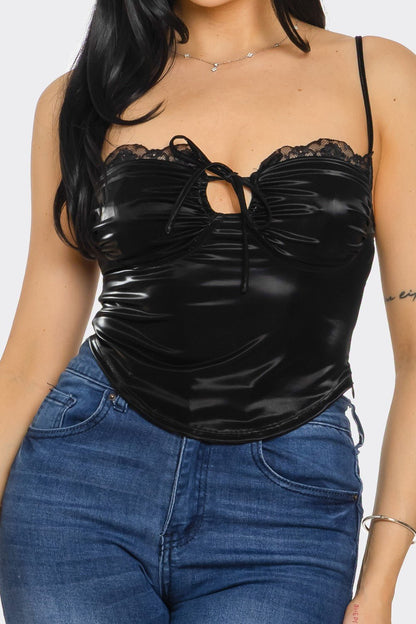Midnight Lace-Up Crop Top