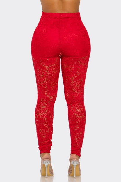 Midnight Muse Lace High-Waisted Pants