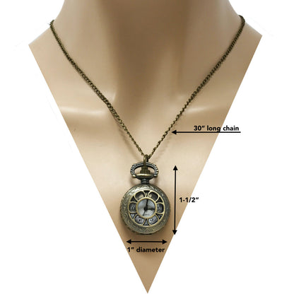Alice Inspired Pocket Watch Necklace Vintage Steampunk Jewelry