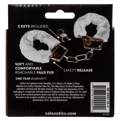 Playful White Furry Cuffs