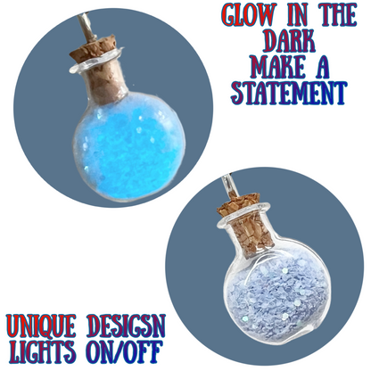 Glow in the Dark Pixie Dust Necklace – Magical Fairy Bottle Pendant Kawaii Gothic Jewelry