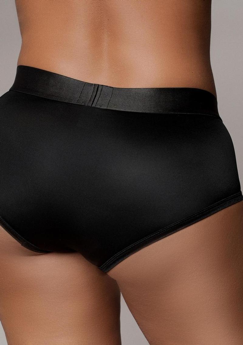 Black Vibrating Bullet Strap-On Brief - Shadow Threadz Crypt
