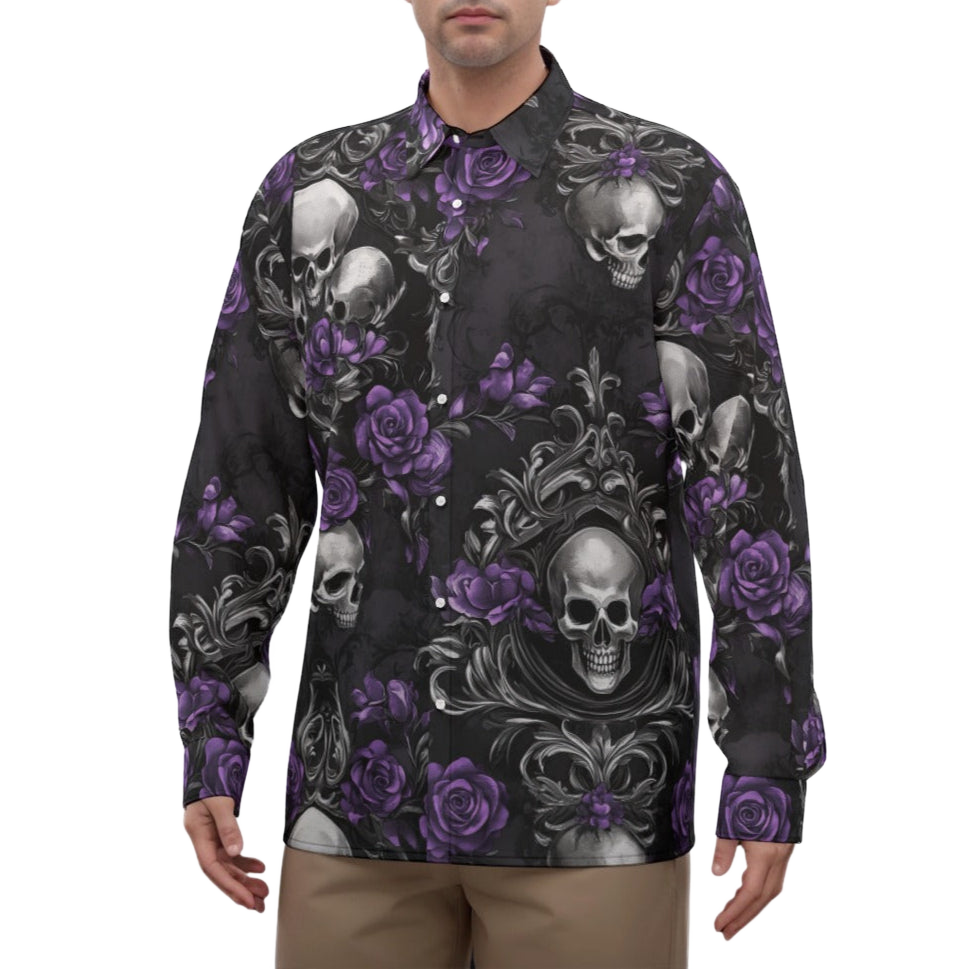 Petals & Decay Unisex Long Sleeve Silk Shirt - Shadow Threadz Crypt