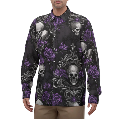 Petals & Decay Unisex Long Sleeve Silk Shirt - Shadow Threadz Crypt