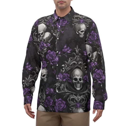 Petals & Decay Unisex Long Sleeve Silk Shirt - Shadow Threadz Crypt