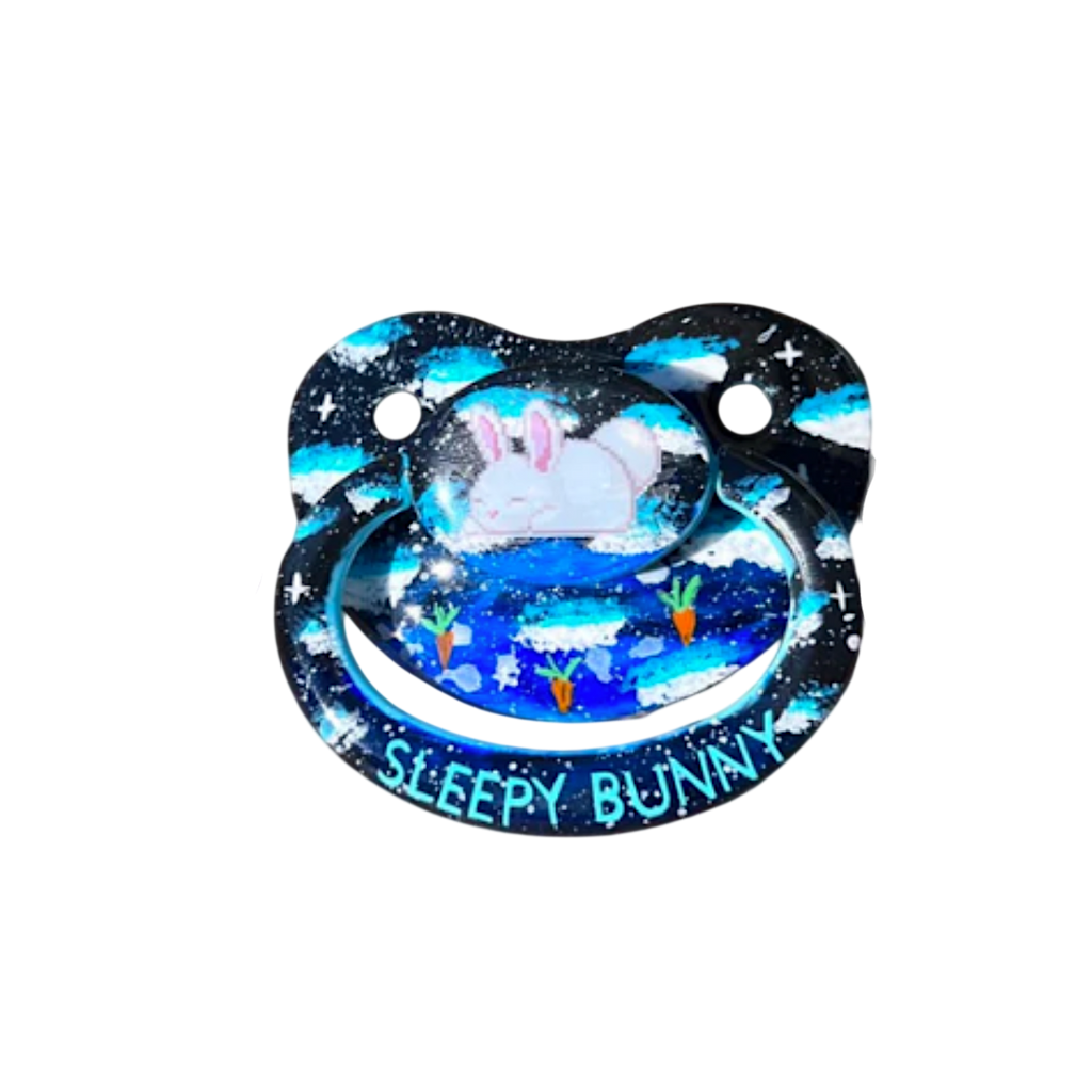 Hand Painted Adult Pacifier - Sleepy Bunny