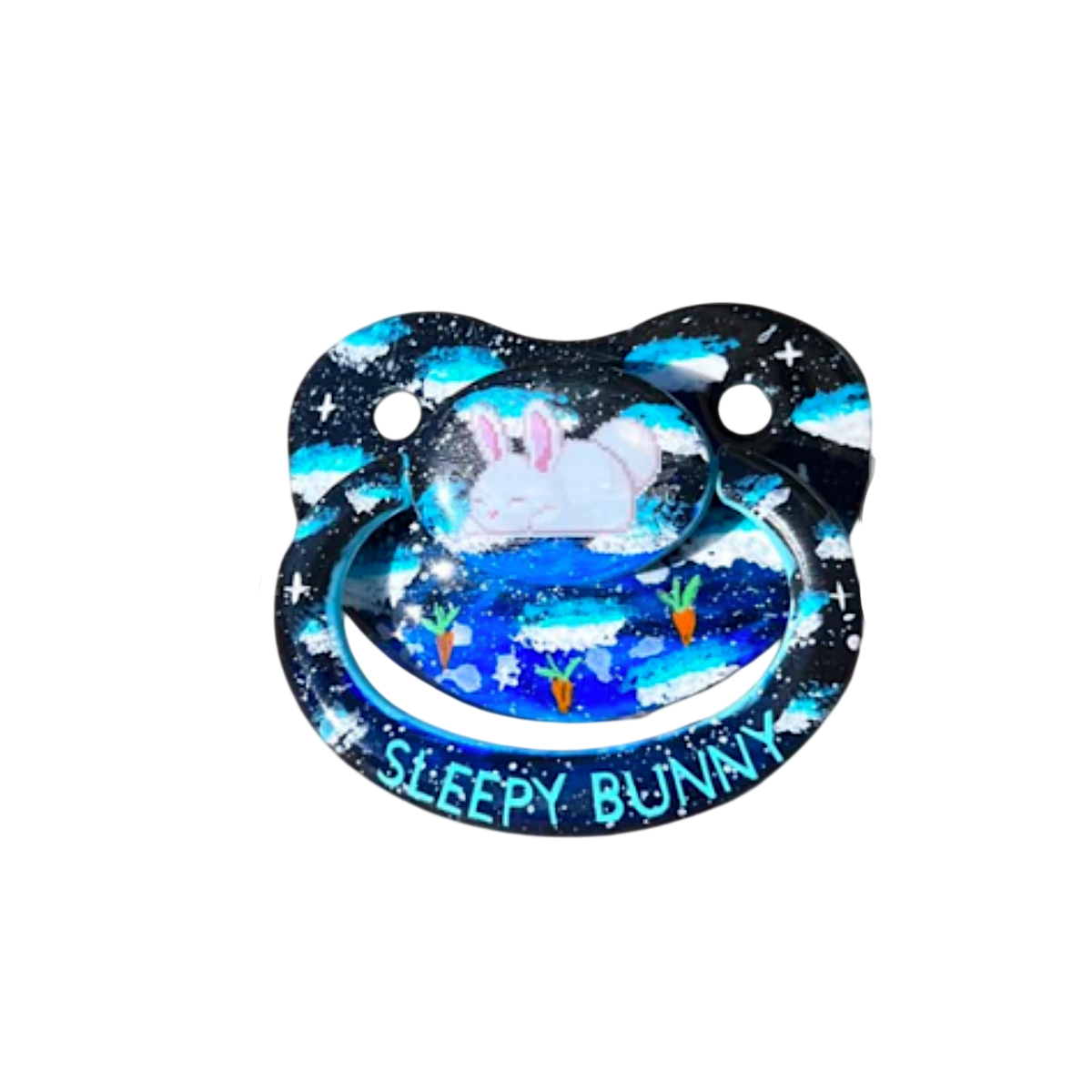Hand Painted Adult Pacifier - Sleepy Bunny