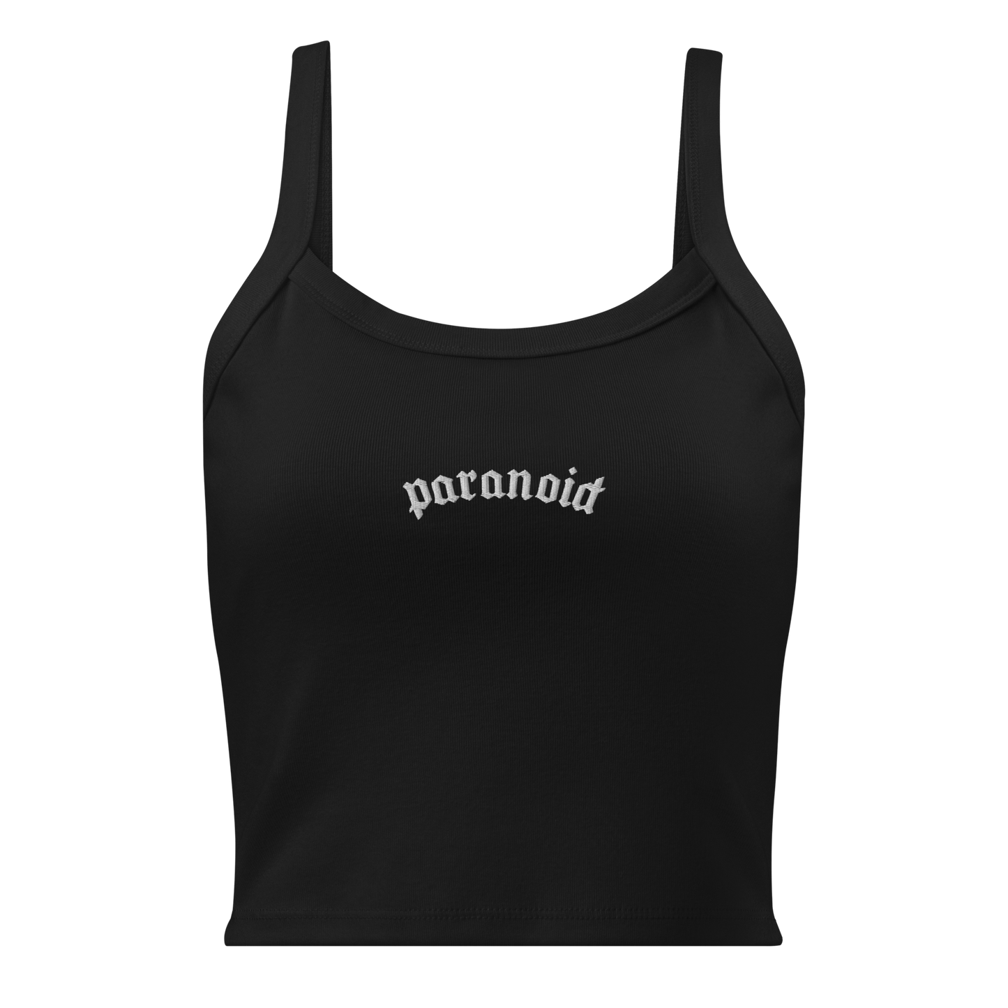 Paranoid Embroidered Ribbed Cropped Tank Top