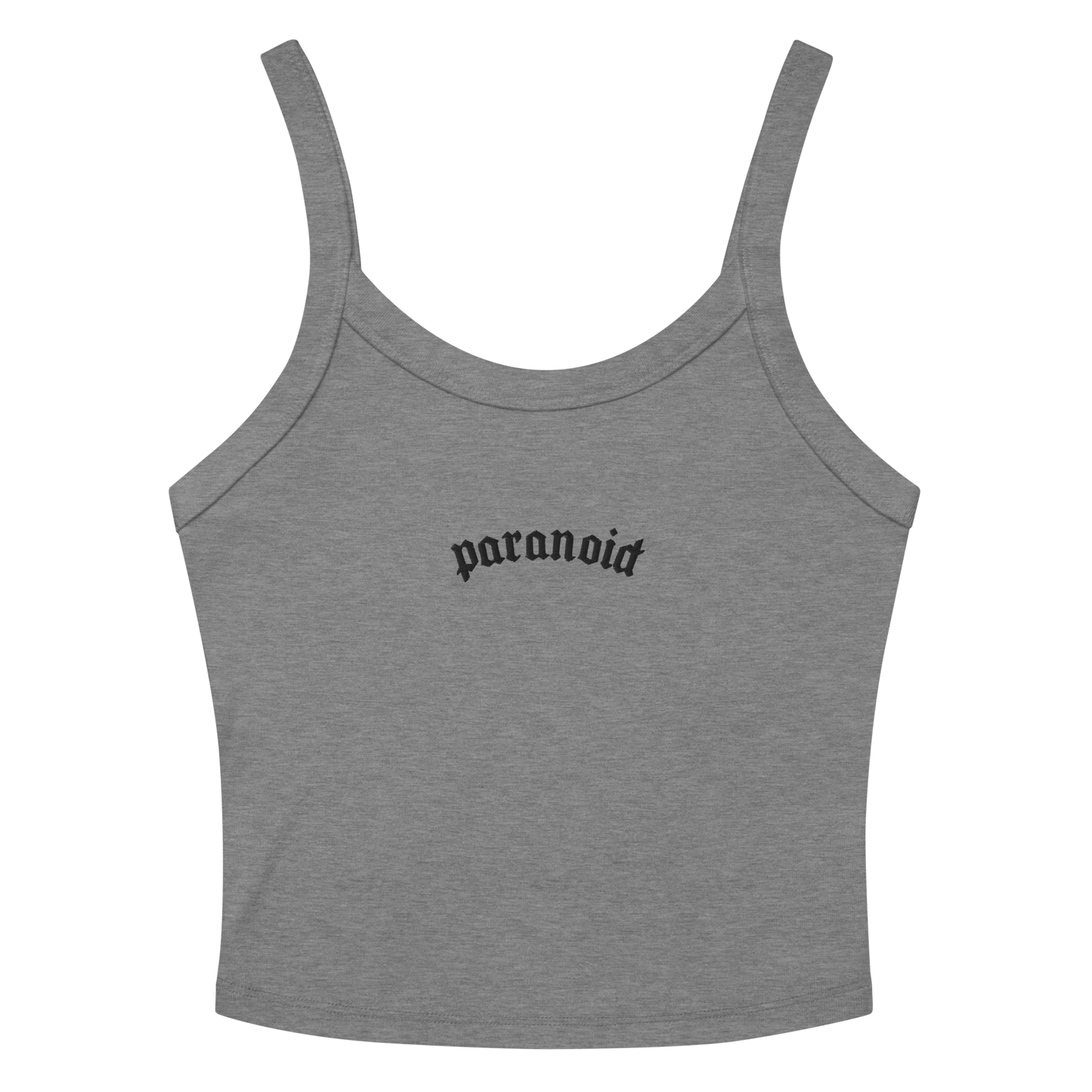 Paranoid Embroidered Ribbed Cropped Tank Top