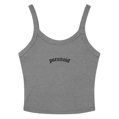 Paranoid Embroidered Ribbed Cropped Tank Top