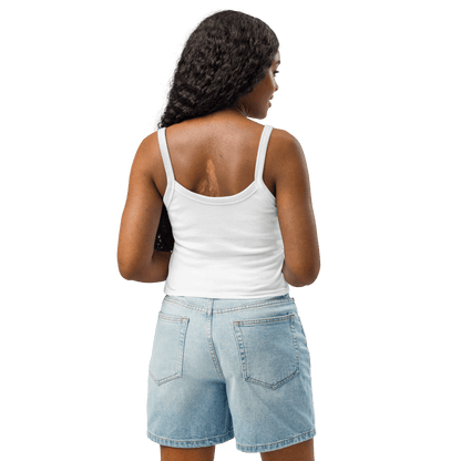 Paranoid Embroidered Ribbed Cropped Tank Top