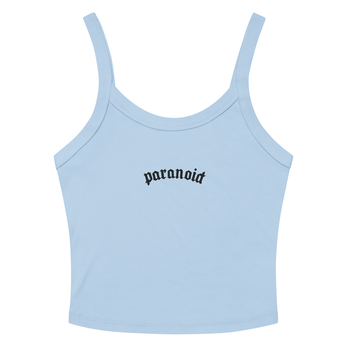 Paranoid Embroidered Ribbed Cropped Tank Top
