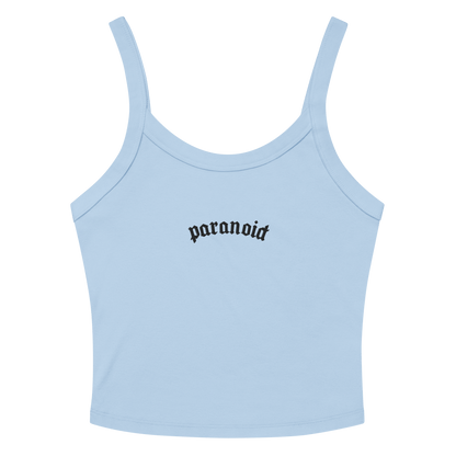 Paranoid Embroidered Ribbed Cropped Tank Top