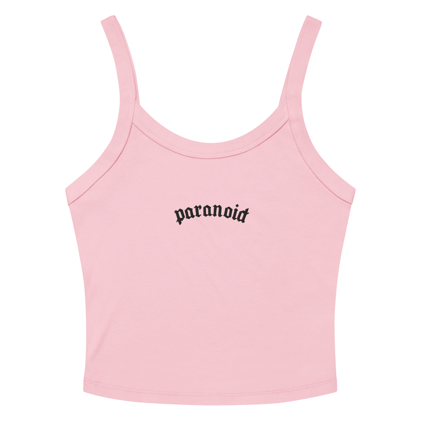 Paranoid Embroidered Ribbed Cropped Tank Top
