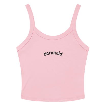 Paranoid Embroidered Ribbed Cropped Tank Top