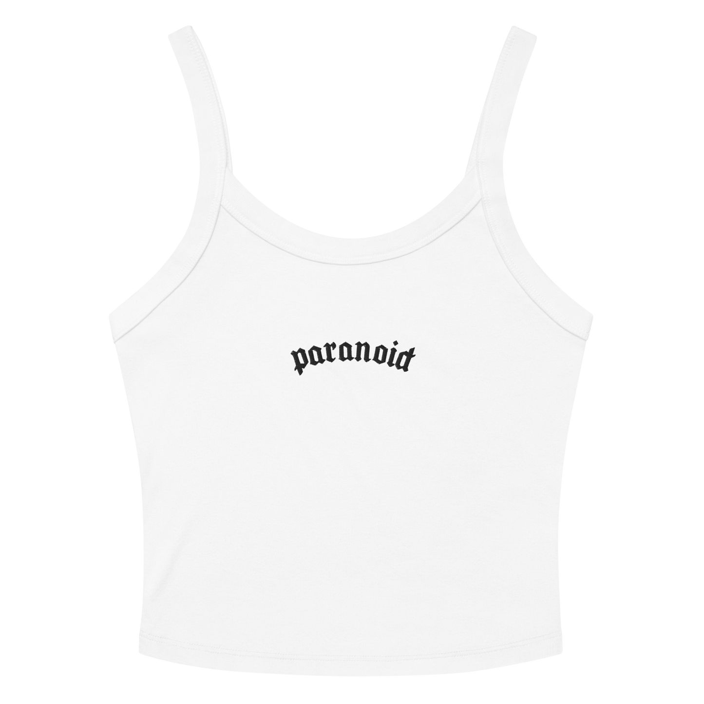 Paranoid Embroidered Ribbed Cropped Tank Top