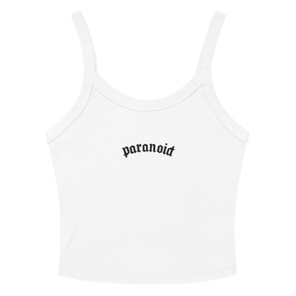 Paranoid Embroidered Ribbed Cropped Tank Top
