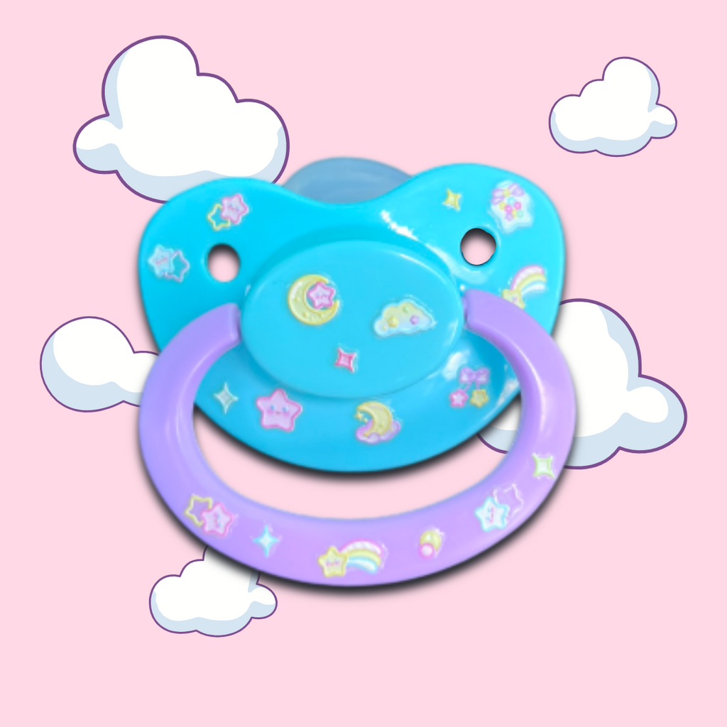 Glow In The Dark Adult Pacifier - Stars and Moon - Shadow Threadz Crypt