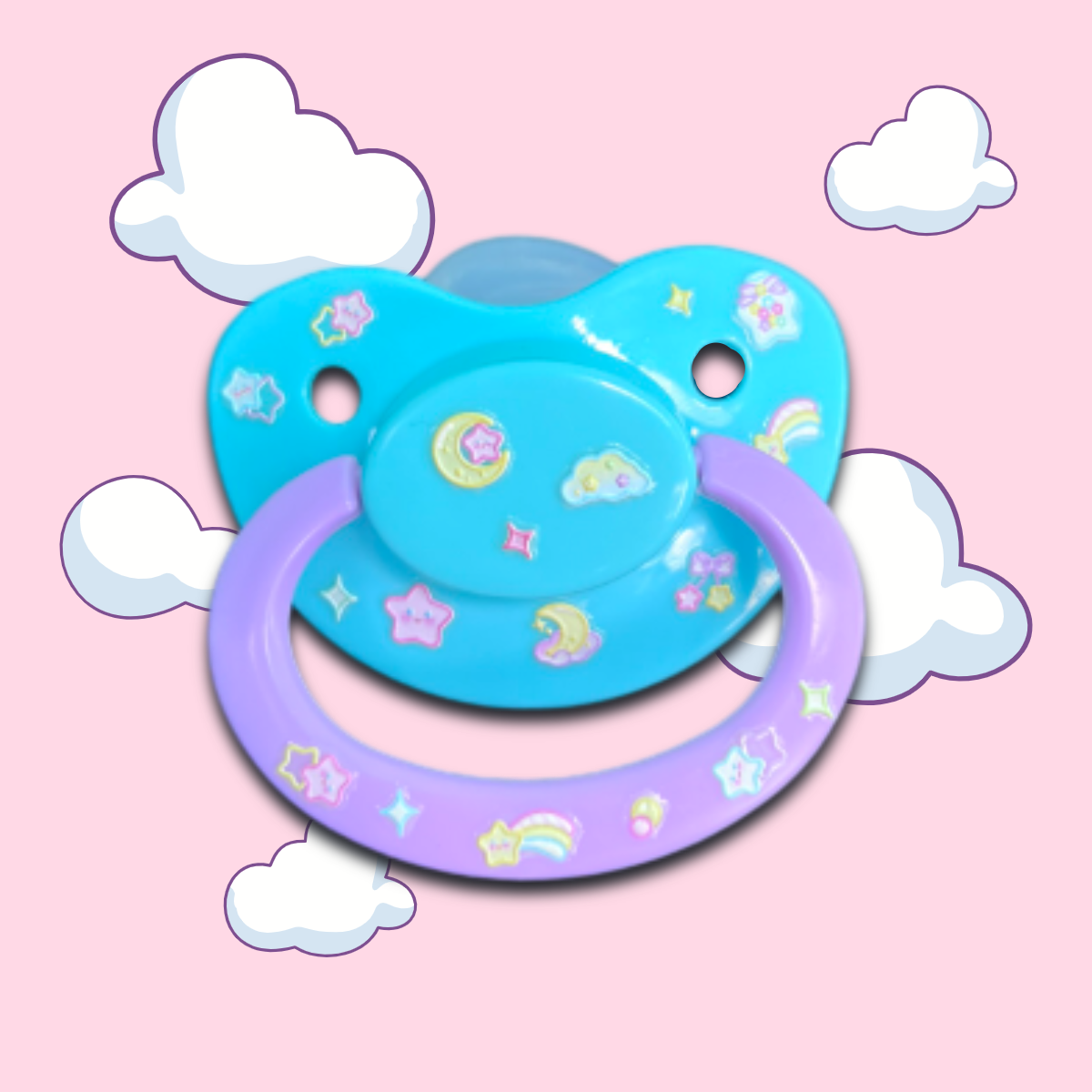 Glow In The Dark Adult Pacifier - Stars and Moon - Shadow Threadz Crypt