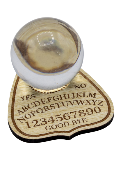 Printed Planchette Wood Crystal Sphere Holder