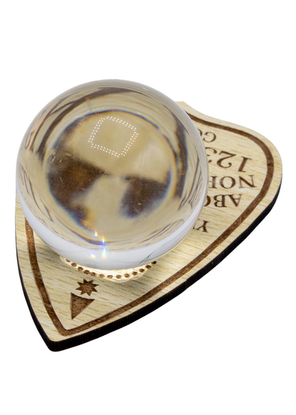 Printed Planchette Wood Crystal Sphere Holder