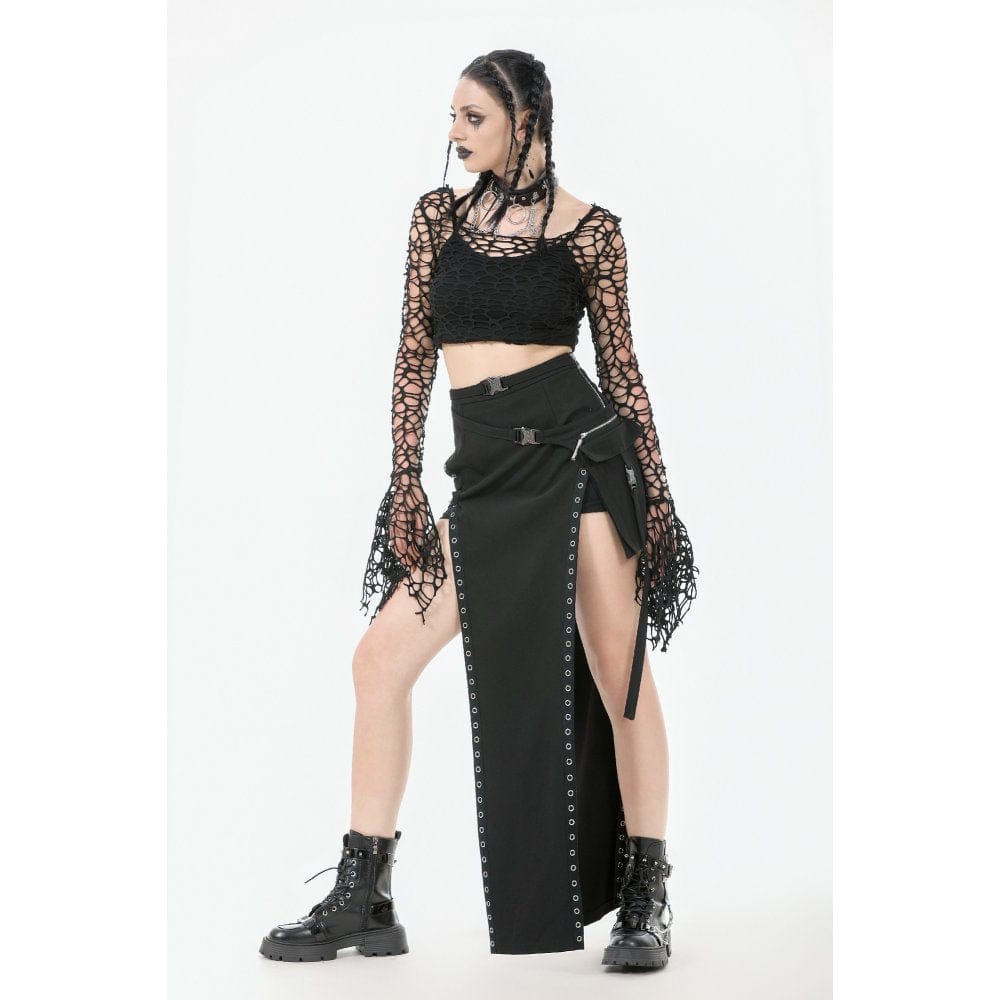 Ruin Veil Flared-Sleeve Crop Top detail view