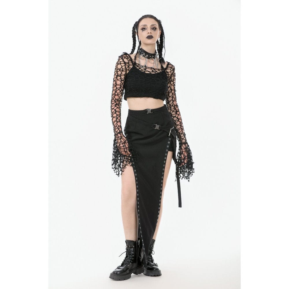 Ruin Veil Flared-Sleeve Crop Top detail view