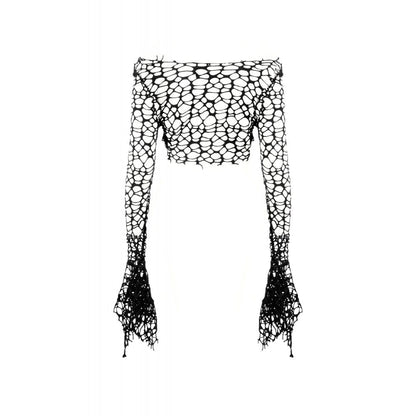 Ruin Veil Flared-Sleeve Crop Top detail view