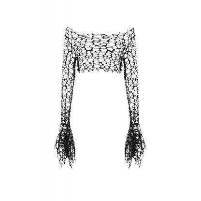 Ruin Veil Flared-Sleeve Crop Top detail view