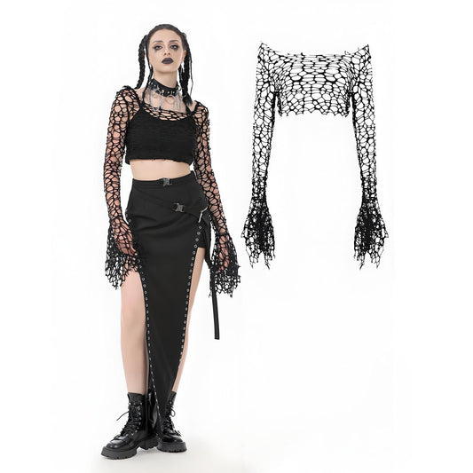 Ruin Veil Flared-Sleeve Crop Top front view