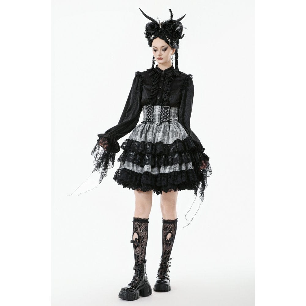 Ashen Tier Lace-Up Skirt detail view
