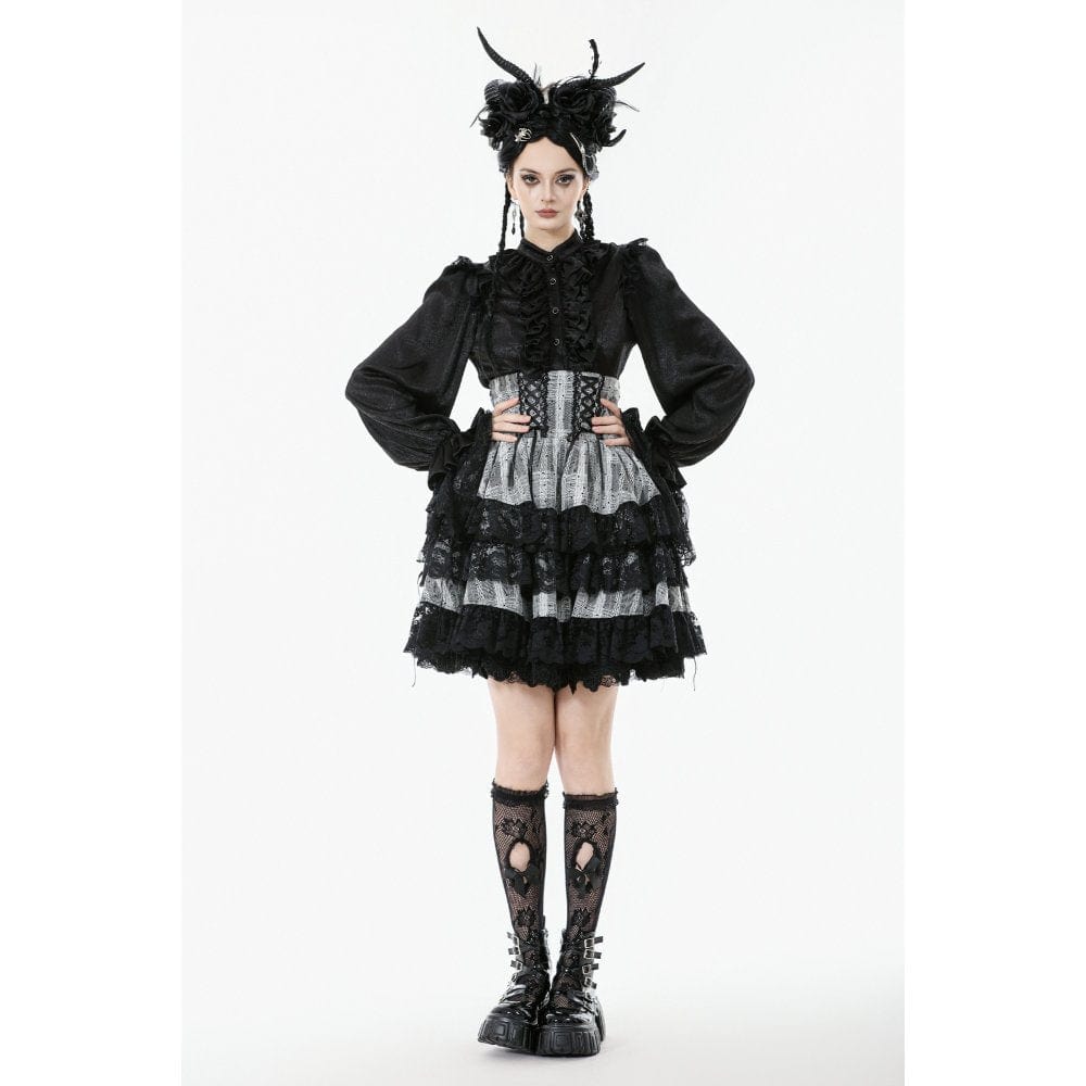 Ashen Tier Lace-Up Skirt detail view