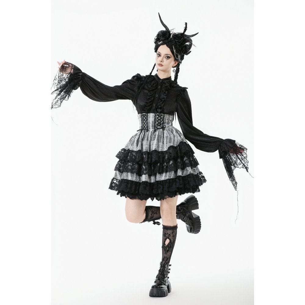 Ashen Tier Lace-Up Skirt detail view