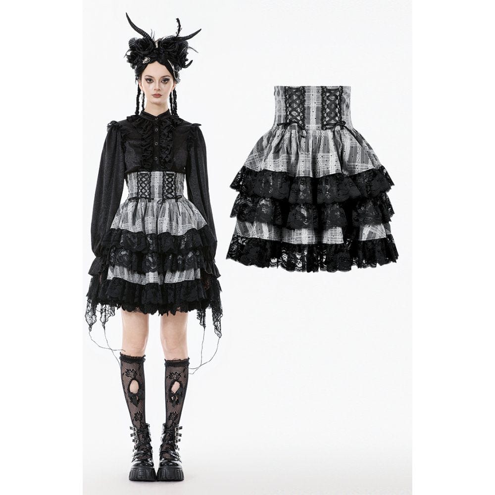 Ashen Tier Lace-Up Skirt front view