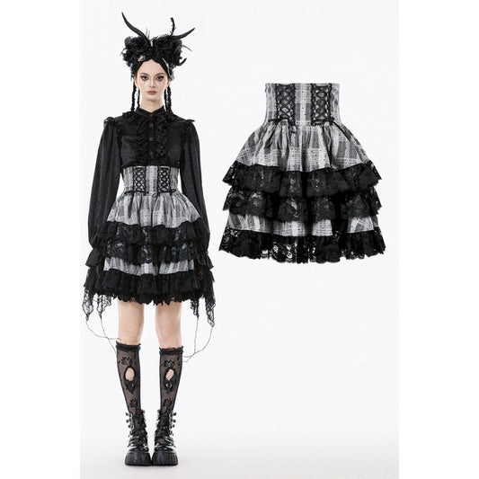 Ashen Tier Lace-Up Skirt front view