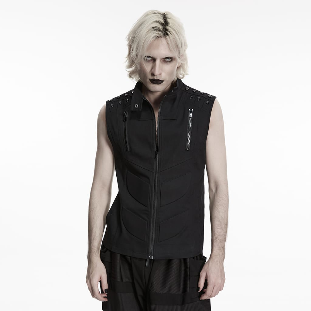 Dead Signal Skull Zip Vest front view