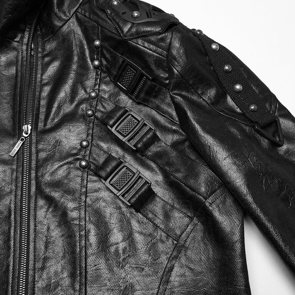 Wasteland Commander Faux Leather Coat detail view